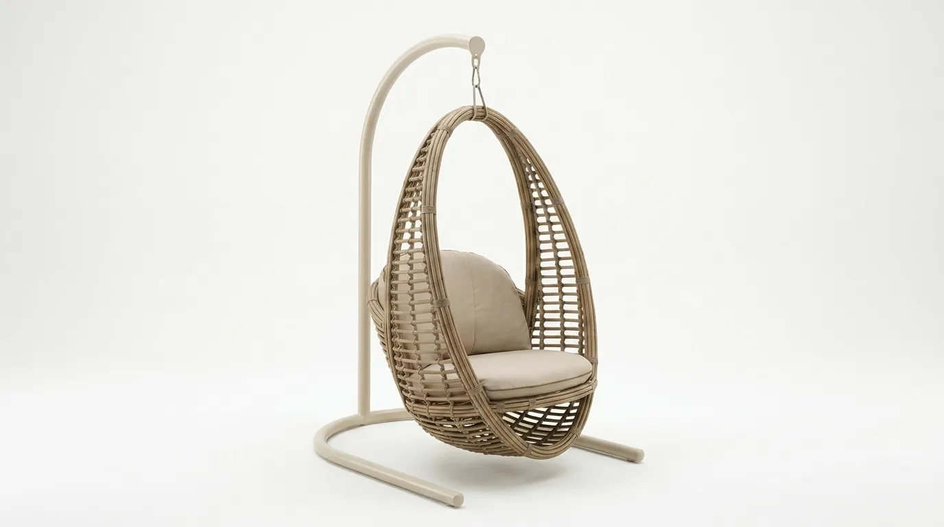 Teardrop Rattan Cane Swing Chair with Cushion