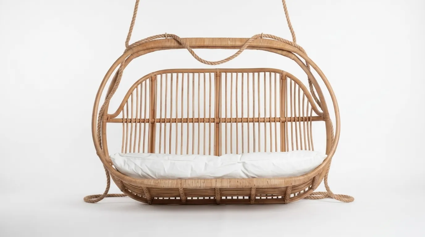 Bamboo Cane Swing Chair with Stand