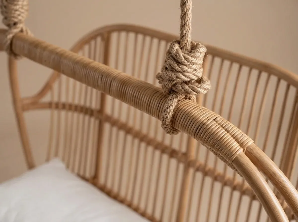 Balcony Hanging Cane Swing Chair with Stand - 2 Seater Cane Swing Option